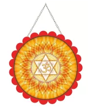 Vastu Shastra  Wall Hanging Photo Frame | 8 Inch Round Floral Design With Golden Hanging Chain | Decorative Religious Wall Decor For Home, Office, Temple & Pooja Room (F21869)