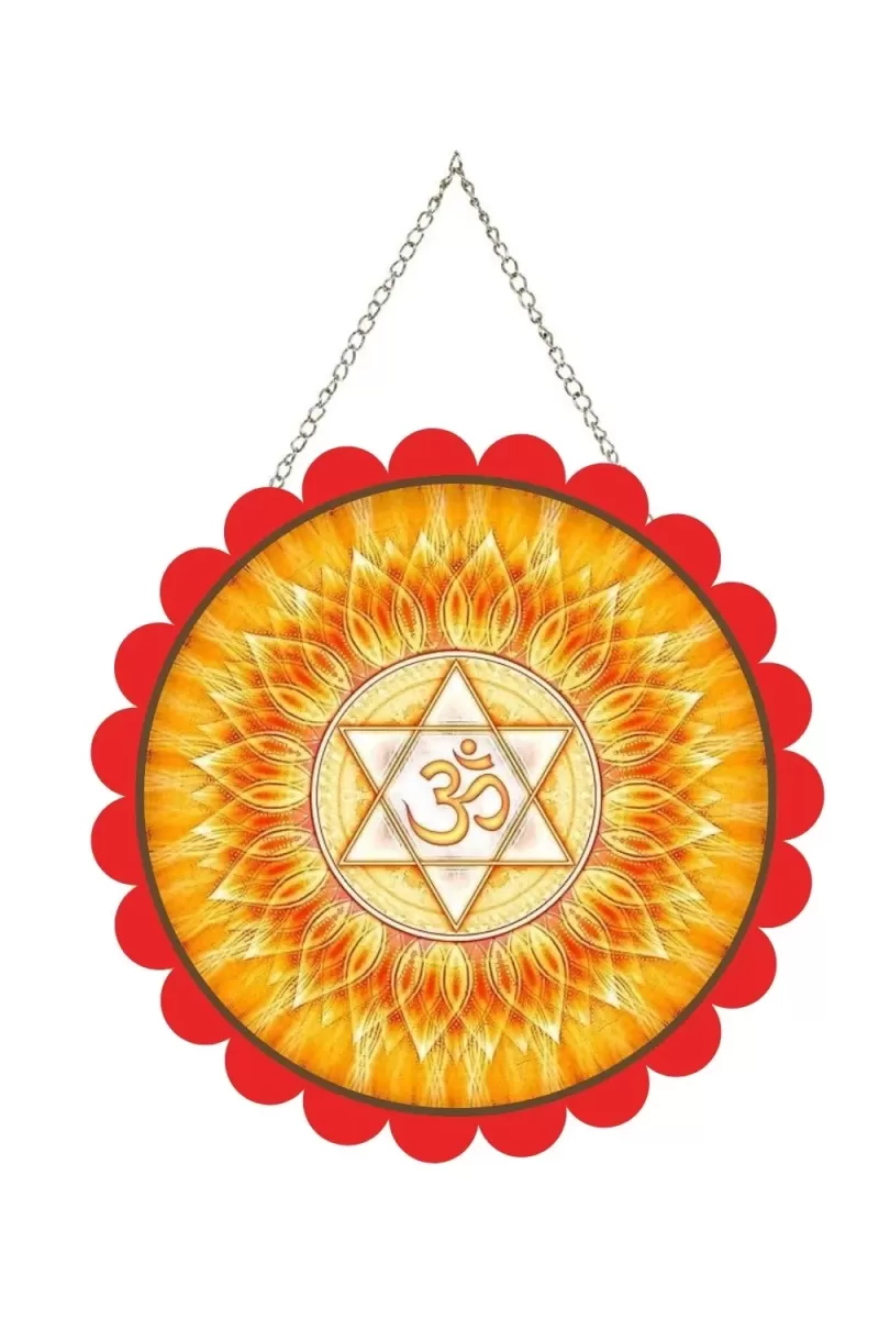Vastu Shastra  Wall Hanging Photo Frame | 8 Inch Round Floral Design With Golden Hanging Chain | Decorative Religious Wall Decor For Home, Office, Temple & Pooja Room (F21869)