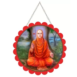 Shree Narasimha Saraswati Swami Wall Hanging Photo Frame | 8 Inch Round Floral Design With Golden Hanging Chain | Decorative Religious Wall Decor For Home, Office, Temple & Pooja Room (F21872) Shree Narasimha Saraswati Swami Wall Hanging Photo Frame | 8 Inch Round Floral Design With Golden Hanging Chain | Decorative Religious Wall Decor For Home, Office, Temple & Pooja Room (F21872)