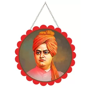 Swami Vivekananda Wall Hanging Photo Frame | 8 Inch Round Floral Design With Golden Hanging Chain | Decorative Religious Wall Decor For Home, Office, Temple & Pooja Room (F21877) Swami Vivekananda Wall Hanging Photo Frame | 8 Inch Round Floral Design With Golden Hanging Chain | Decorative Religious Wall Decor For Home, Office, Temple & Pooja Room (F21877)