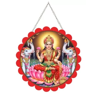 Goddess Lakshmi Wall Hanging Photo Frame | 8 Inch Round Floral Design With Golden Hanging Chain | Decorative Religious Wall Decor For Home, Office, Temple & Pooja Room (F21888) Goddess Lakshmi Wall Hanging Photo Frame | 8 Inch Round Floral Design With Golden Hanging Chain | Decorative Religious Wall Decor For Home, Office, Temple & Pooja Room (F21888)