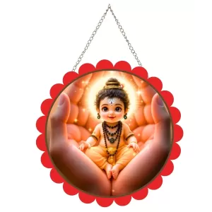 Bal Mahadev Wall Hanging Photo Frame | 8 Inch Round Floral Design With Golden Hanging Chain | Decorative Religious Wall Decor For Home, Office, Temple & Pooja Room (F21971) Bal Mahadev Wall Hanging Photo Frame | 8 Inch Round Floral Design With Golden Hanging Chain | Decorative Religious Wall Decor For Home, Office, Temple & Pooja Room (F21971)