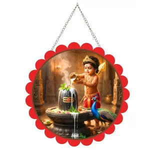 Lord Murugan And Shiva Wall Hanging Photo Frame | 8 Inch Round Floral Design With Golden Hanging Chain | Decorative Religious Wall Decor For Home, Office, Temple & Pooja Room (F21987) Lord Murugan And Shiva Wall Hanging Photo Frame | 8 Inch Round Floral Design With Golden Hanging Chain | Decorative Religious Wall Decor For Home, Office, Temple & Pooja Room (F21987)