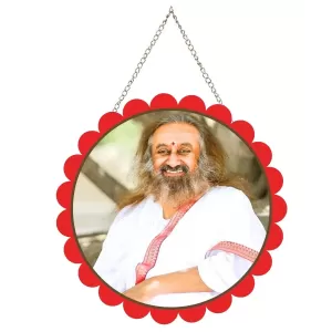 Sri Sri Ravi Shankar Wall Hanging Photo Frame | 8 Inch Round Floral Design With Golden Hanging Chain | Decorative Religious Wall Decor For Home, Office, Temple & Pooja Room (F21996) Sri Sri Ravi Shankar Wall Hanging Photo Frame | 8 Inch Round Floral Design With Golden Hanging Chain | Decorative Religious Wall Decor For Home, Office, Temple & Pooja Room (F21996)