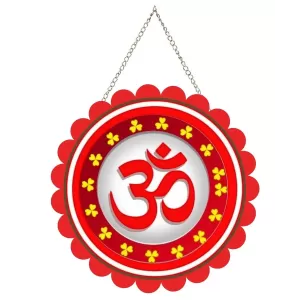 Om Symbol Wall Hanging Photo Frame | 8 Inch Round Floral Design With Golden Hanging Chain | Decorative Religious Wall Decor For Home, Office, Temple & Pooja Room (F22004) Om Symbol Wall Hanging Photo Frame | 8 Inch Round Floral Design With Golden Hanging Chain | Decorative Religious Wall Decor For Home, Office, Temple & Pooja Room (F22004)