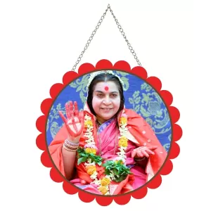 Shri Mataji Nirmala Devi Wall Hanging Photo Frame | 8 Inch Round Floral Design With Golden Hanging Chain | Decorative Religious Wall Decor For Home, Office, Temple & Pooja Room (F22022) Shri Mataji Nirmala Devi Wall Hanging Photo Frame | 8 Inch Round Floral Design With Golden Hanging Chain | Decorative Religious Wall Decor For Home, Office, Temple & Pooja Room (F22022)