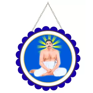 Sri Sri Thakur Anukul Chandra Wall Hanging Photo Frame | 8 Inch Round Floral Design With Golden Hanging Chain | Decorative Religious Wall Decor For Home, Office, Temple & Pooja Room (F22042) Sri Sri Thakur Anukul Chandra Wall Hanging Photo Frame | 8 Inch Round Floral Design With Golden Hanging Chain | Decorative Religious Wall Decor For Home, Office, Temple & Pooja Room (F22042)
