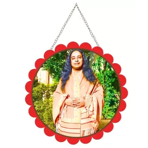 Paramahamsa Yoganananda Wall Hanging Photo Frame | 8 Inch Round Floral Design With Golden Hanging Chain | Decorative Religious Wall Decor For Home, Office, Temple & Pooja Room (F22075) Paramahamsa Yoganananda Wall Hanging Photo Frame | 8 Inch Round Floral Design With Golden Hanging Chain | Decorative Religious Wall Decor For Home, Office, Temple & Pooja Room (F22075)