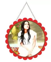 Anandamayi Maa Wall Hanging Photo Frame | 8 Inch Round Floral Design With Golden Hanging Chain | Decorative Religious Wall Decor For Home, Office, Temple & Pooja Room (F22076) Anandamayi Maa Wall Hanging Photo Frame | 8 Inch Round Floral Design With Golden Hanging Chain | Decorative Religious Wall Decor For Home, Office, Temple & Pooja Room (F22076)