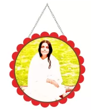 Anandamayi Maa Wall Hanging Photo Frame | 8 Inch Round Floral Design With Golden Hanging Chain | Decorative Religious Wall Decor For Home, Office, Temple & Pooja Room (F22077) Anandamayi Maa Wall Hanging Photo Frame | 8 Inch Round Floral Design With Golden Hanging Chain | Decorative Religious Wall Decor For Home, Office, Temple & Pooja Room (F22077)