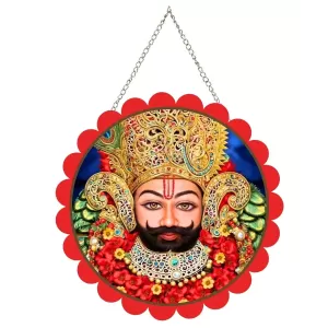 Khatu Shyam Wall Hanging Photo Frame | 8 Inch Round Floral Design With Golden Hanging Chain | Decorative Religious Wall Decor For Home, Office, Temple & Pooja Room (F22083) Khatu Shyam Wall Hanging Photo Frame | 8 Inch Round Floral Design With Golden Hanging Chain | Decorative Religious Wall Decor For Home, Office, Temple & Pooja Room (F22083)