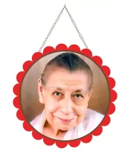 Mirra Alfassa Wall Hanging Photo Frame | 8 Inch Round Floral Design With Golden Hanging Chain | Decorative Religious Wall Decor For Home, Office, Temple & Pooja Room (F22085)