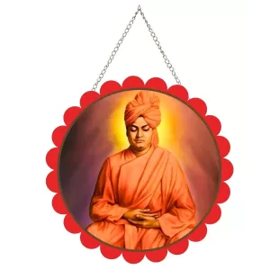 Swami Vivekananda Wall Hanging Photo Frame | 8 Inch Round Floral Design With Golden Hanging Chain | Decorative Religious Wall Decor For Home, Office, Temple & Pooja Room (F22087) Swami Vivekananda Wall Hanging Photo Frame | 8 Inch Round Floral Design With Golden Hanging Chain | Decorative Religious Wall Decor For Home, Office, Temple & Pooja Room (F22087)