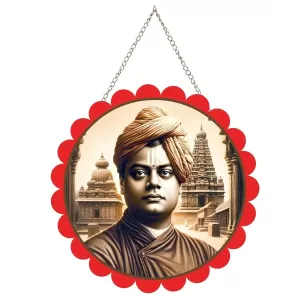 Swami Vivekananda Wall Hanging Photo Frame | 8 Inch Round Floral Design With Golden Hanging Chain | Decorative Religious Wall Decor For Home, Office, Temple & Pooja Room (F22125) Swami Vivekananda Wall Hanging Photo Frame | 8 Inch Round Floral Design With Golden Hanging Chain | Decorative Religious Wall Decor For Home, Office, Temple & Pooja Room (F22125)