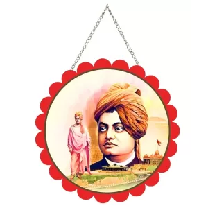 Swami Vivekananda Wall Hanging Photo Frame | 8 Inch Round Floral Design With Golden Hanging Chain | Decorative Religious Wall Decor For Home, Office, Temple & Pooja Room (F22128) Swami Vivekananda Wall Hanging Photo Frame | 8 Inch Round Floral Design With Golden Hanging Chain | Decorative Religious Wall Decor For Home, Office, Temple & Pooja Room (F22128)
