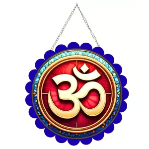 Om Symbol Wall Hanging Photo Frame | 8 Inch Round Floral Design With Golden Hanging Chain | Decorative Religious Wall Decor For Home, Office, Temple & Pooja Room (F22157) Om Symbol Wall Hanging Photo Frame | 8 Inch Round Floral Design With Golden Hanging Chain | Decorative Religious Wall Decor For Home, Office, Temple & Pooja Room (F22157)