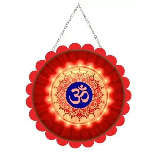 Om Symbol Wall Hanging Photo Frame | 8 Inch Round Floral Design With Golden Hanging Chain | Decorative Religious Wall Decor For Home, Office, Temple & Pooja Room (F22179) Om Symbol Wall Hanging Photo Frame | 8 Inch Round Floral Design With Golden Hanging Chain | Decorative Religious Wall Decor For Home, Office, Temple & Pooja Room (F22179)