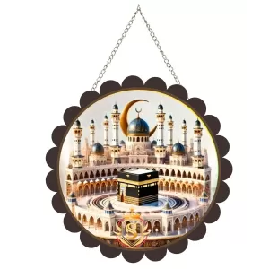 Mucca Masid Wall Hanging Photo Frame | 8 Inch Round Floral Design With Golden Hanging Chain | Decorative Religious Wall Decor For Home, Office, Temple & Pooja Room (F22181) Mucca Masid Wall Hanging Photo Frame | 8 Inch Round Floral Design With Golden Hanging Chain | Decorative Religious Wall Decor For Home, Office, Temple & Pooja Room (F22181)