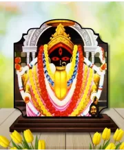 Car Dashboard/Table Top Kalighat Maa Kali Wooden Rectangle Photo Stand  3x4 Inches, Compact & Stylish Spiritual Display For Car, Home & Office (Pack Of 1) (F22212)
