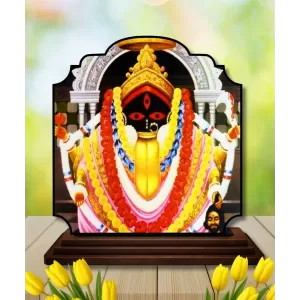 Car Dashboard/Table Top Kalighat Maa Kali Wooden Rectangle Photo Stand  3x4 Inches, Compact & Stylish Spiritual Display For Car, Home & Office (Pack Of 1) (F22212)