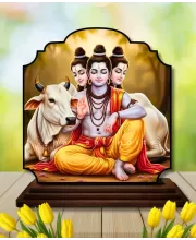 Car Dashboard/Table Top Lord Dattatreya Wooden Rectangle Photo Stand  3x4 Inches, Compact & Stylish Spiritual Display For Car, Home & Office (Pack Of 1) (F22213)
