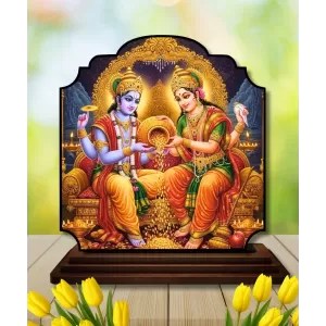 Car Dashboard/Table Top Lord Vishnu And Lakshmi Wooden Rectangle Photo Stand 3x4 Inches, Compact & Stylish Spiritual Display For Car, Home & Office (Pack Of 1) (F22216) Car Dashboard/Table Top Lord Vishnu And Lakshmi Wooden Rectangle Photo Stand 3x4 Inches, Compact & Stylish Spiritual Display For Car, Home & Office (Pack Of 1) (F22216)