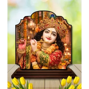 Car Dashboard/Table Top Lord Krishna Wooden Rectangle Photo Stand 3x4 Inches, Compact & Stylish Spiritual Display For Car, Home & Office (Pack Of 1) (F22201) Car Dashboard/Table Top Lord Krishna Wooden Rectangle Photo Stand 3x4 Inches, Compact & Stylish Spiritual Display For Car, Home & Office (Pack Of 1) (F22201)