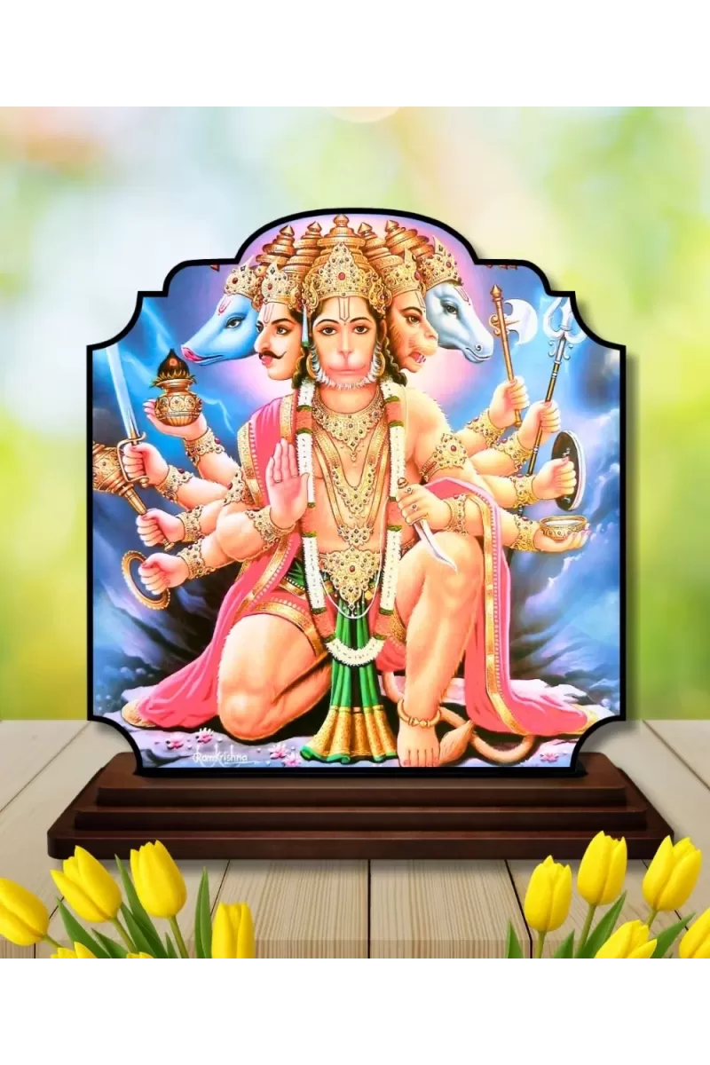 Car Dashboard/Table Top Lord Hanuman Wooden Rectangle Photo Stand  3x4 Inches, Compact & Stylish Spiritual Display For Car, Home & Office (Pack Of 1) (F22203)