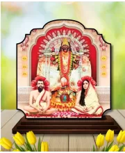 Car Dashboard/Table Top Kali Maa With Ramakrishna Paramahamsa And Sarada Devi Wooden Rectangle Photo Stand &acirc;&euro;&ldquo; 3x4 Inches, Compact & Stylish Spiritual Display For Car, Home & Office (Pack Of 1) (F22205)