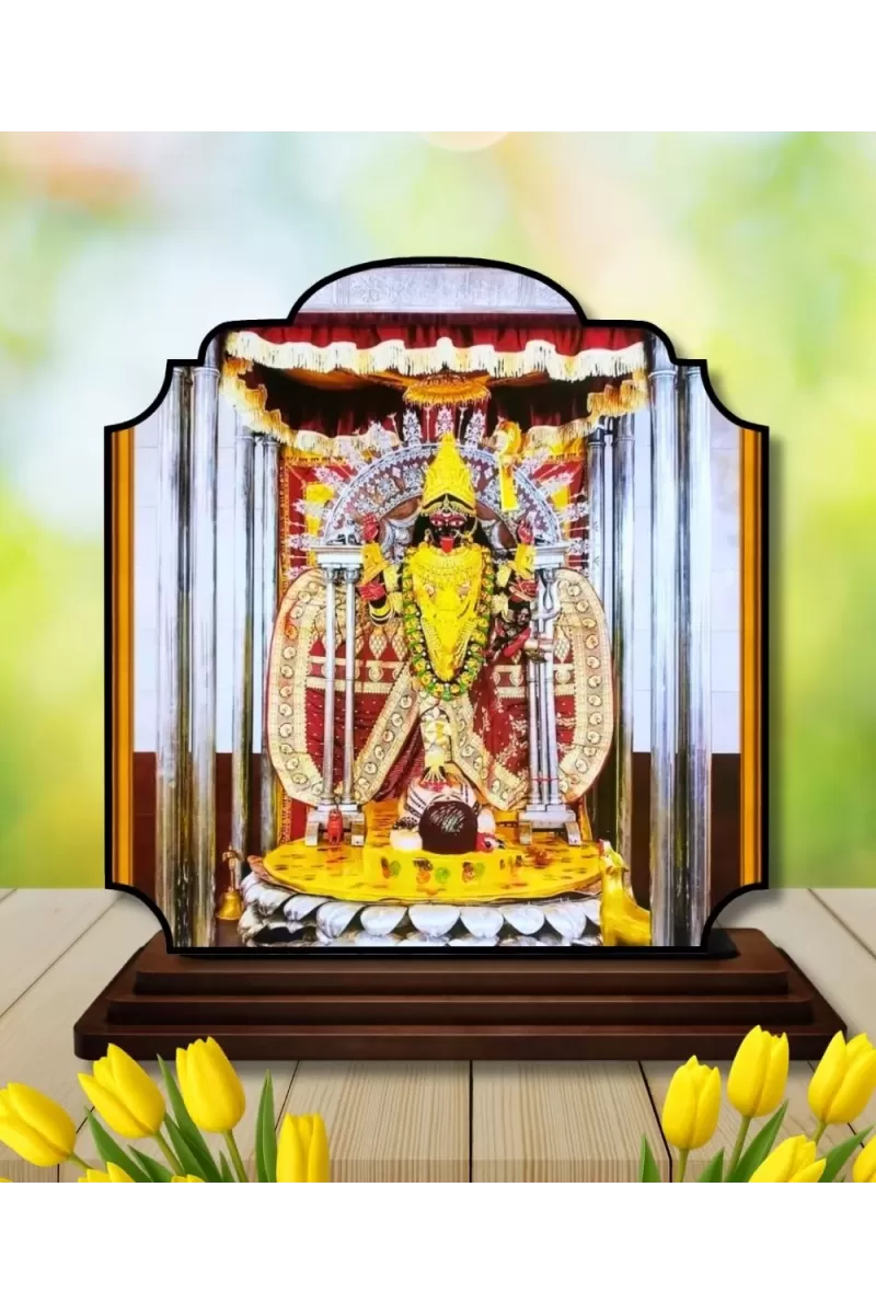 Car Dashboard/Table Top Goddess Kali Maa Wooden Rectangle Photo Stand  3x4 Inches, Compact & Stylish Spiritual Display For Car, Home & Office (Pack Of 1) (F22206)