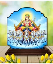 Car Dashboard/Table Top Lord Surya Wooden Rectangle Photo Stand  3x4 Inches, Compact & Stylish Spiritual Display For Car, Home & Office (Pack Of 1) (F22222)