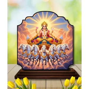 Car Dashboard/Table Top Lord Surya Wooden Rectangle Photo Stand 3x4 Inches, Compact & Stylish Spiritual Display For Car, Home & Office (Pack Of 1) (F22223) Car Dashboard/Table Top Lord Surya Wooden Rectangle Photo Stand 3x4 Inches, Compact & Stylish Spiritual Display For Car, Home & Office (Pack Of 1) (F22223)