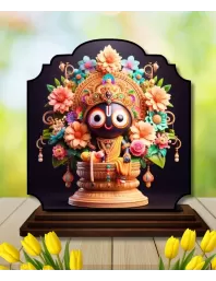 Car Dashboard/Table Top Lord Jagannath Wooden Rectangle Photo Stand  3x4 Inches, Compact & Stylish Spiritual Display For Car, Home & Office (Pack Of 1) (F22226)