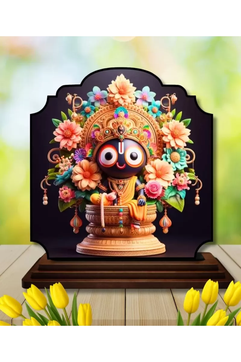 Car Dashboard/Table Top Lord Jagannath Wooden Rectangle Photo Stand  3x4 Inches, Compact & Stylish Spiritual Display For Car, Home & Office (Pack Of 1) (F22226)