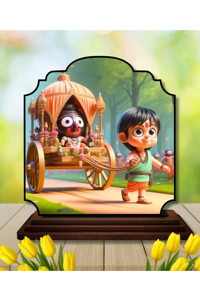 Car Dashboard/Table Top Lord Jagannath Wooden Rectangle Photo Stand  3x4 Inches, Compact & Stylish Spiritual Display For Car, Home & Office (Pack Of 1) (F22227)