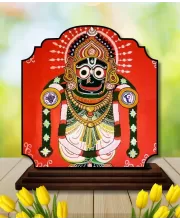 Car Dashboard/Table Top Lord Jagannath Wooden Rectangle Photo Stand  3x4 Inches, Compact & Stylish Spiritual Display For Car, Home & Office (Pack Of 1) (F22230)