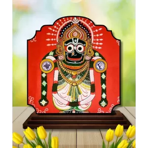 Car Dashboard/Table Top Lord Jagannath Wooden Rectangle Photo Stand  3x4 Inches, Compact & Stylish Spiritual Display For Car, Home & Office (Pack Of 1) (F22230)