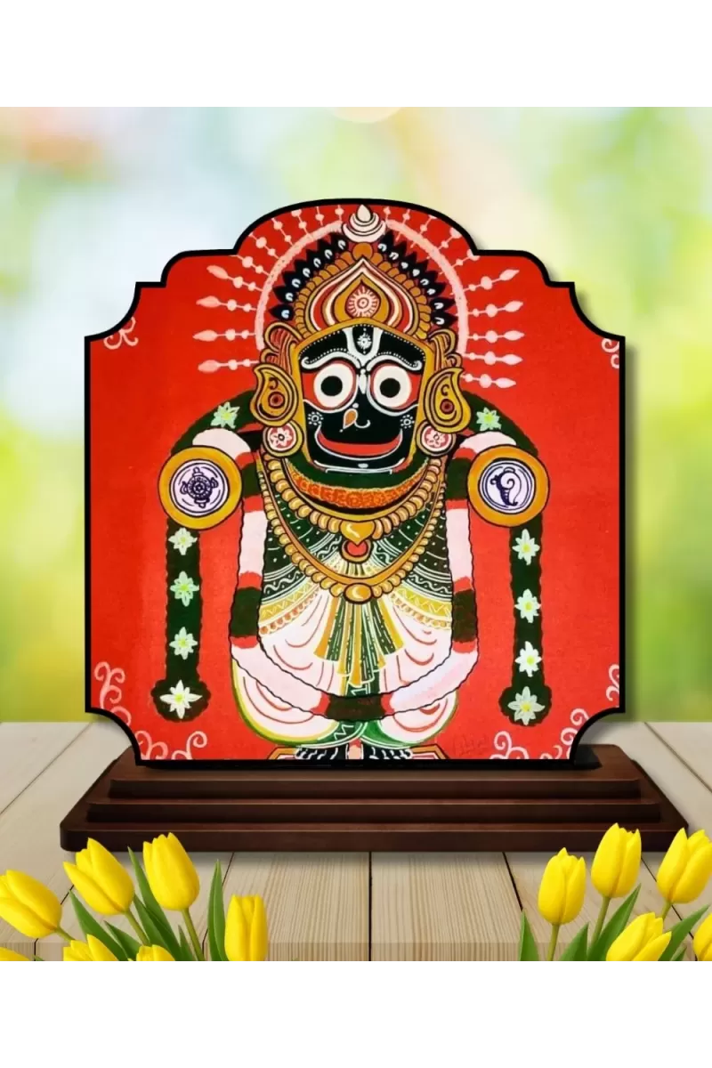 Car Dashboard/Table Top Lord Jagannath Wooden Rectangle Photo Stand  3x4 Inches, Compact & Stylish Spiritual Display For Car, Home & Office (Pack Of 1) (F22230)