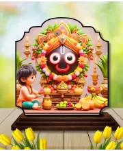 Car Dashboard/Table Top Lord Jagannath Wooden Rectangle Photo Stand  3x4 Inches, Compact & Stylish Spiritual Display For Car, Home & Office (Pack Of 1) (F22231)