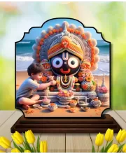 Car Dashboard/Table Top Lord Jagannath Wooden Rectangle Photo Stand  3x4 Inches, Compact & Stylish Spiritual Display For Car, Home & Office (Pack Of 1) (F22232)