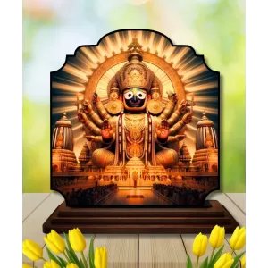 Car Dashboard/Table Top Lord Jagannath Wooden Rectangle Photo Stand  3x4 Inches, Compact & Stylish Spiritual Display For Car, Home & Office (Pack Of 1) (F22233)