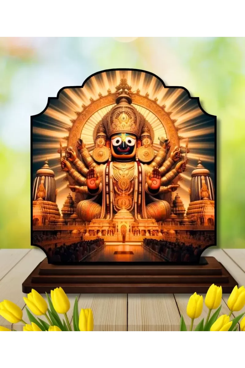 Car Dashboard/Table Top Lord Jagannath Wooden Rectangle Photo Stand  3x4 Inches, Compact & Stylish Spiritual Display For Car, Home & Office (Pack Of 1) (F22233)