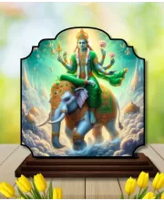 Car Dashboard/Table Top Lord Vishnu Wooden Rectangle Photo Stand  3x4 Inches, Compact & Stylish Spiritual Display For Car, Home & Office (Pack Of 1) (F22234)