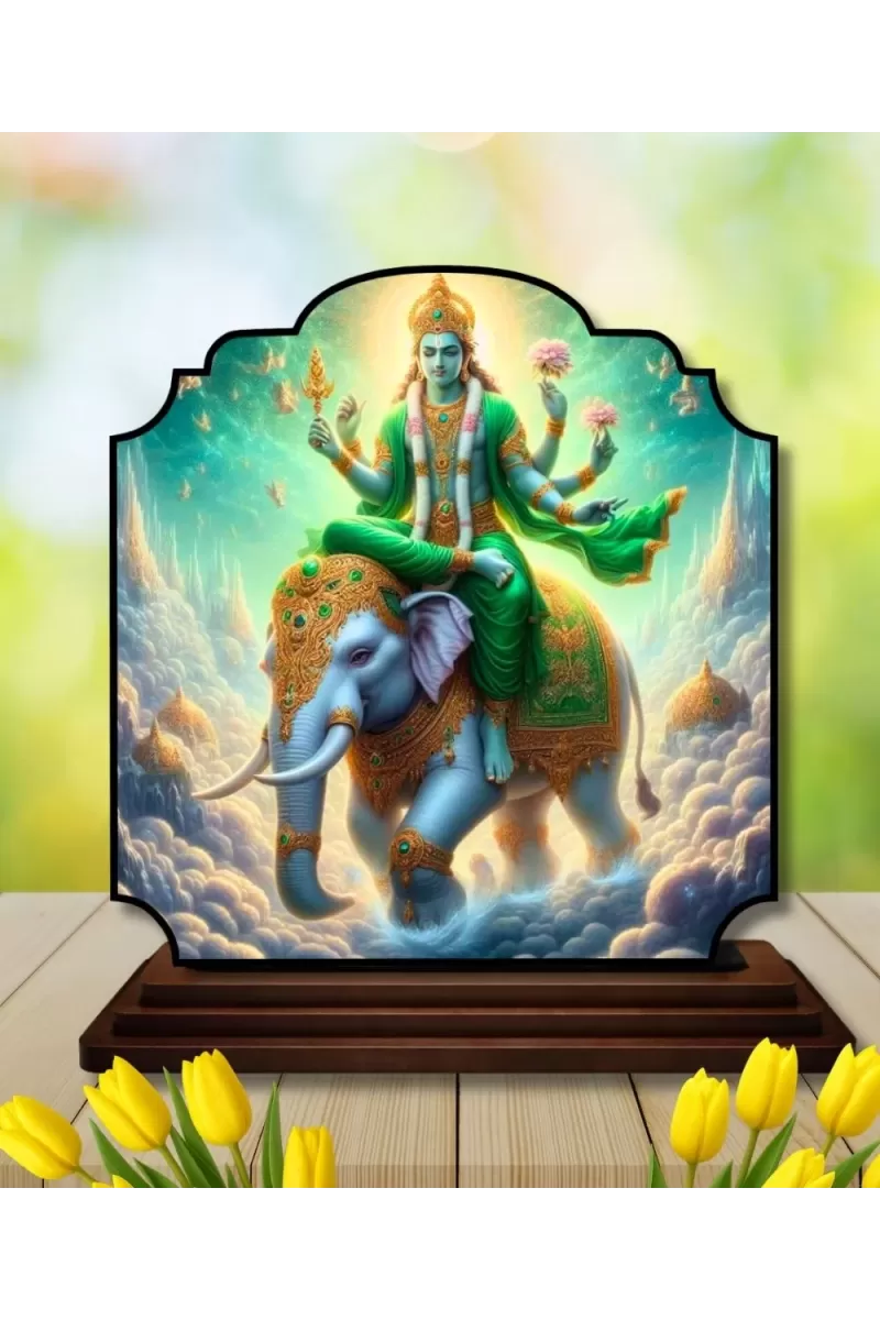 Car Dashboard/Table Top Lord Vishnu Wooden Rectangle Photo Stand  3x4 Inches, Compact & Stylish Spiritual Display For Car, Home & Office (Pack Of 1) (F22234)