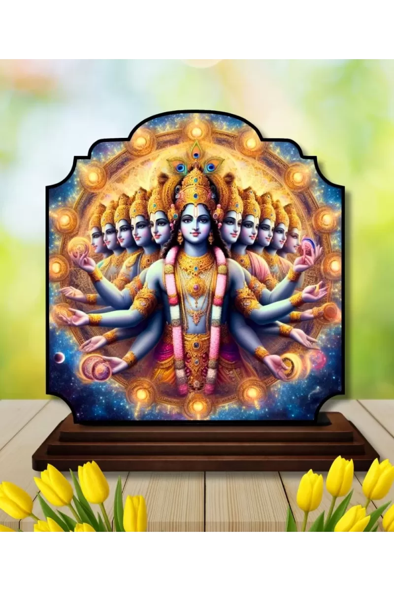Car Dashboard/Table Top Lord Krishna Wooden Rectangle Photo Stand  3x4 Inches, Compact & Stylish Spiritual Display For Car, Home & Office (Pack Of 1) (F22235)