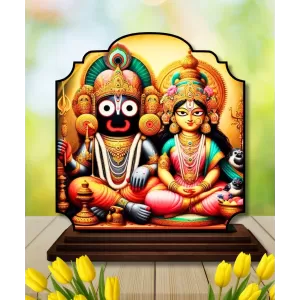 Car Dashboard/Table Top Lord Jagannath Wooden Rectangle Photo Stand  3x4 Inches, Compact & Stylish Spiritual Display For Car, Home & Office (Pack Of 1) (F22236)