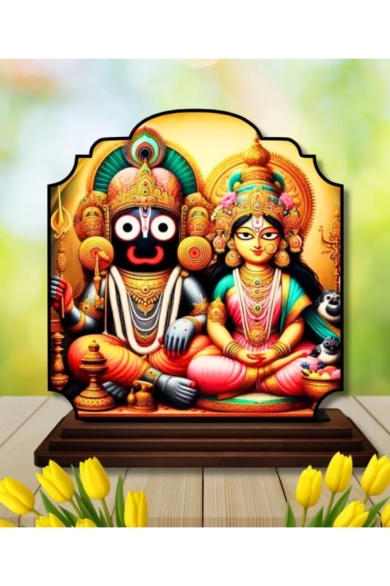Car Dashboard/Table Top Lord Jagannath Wooden Rectangle Photo Stand  3x4 Inches, Compact & Stylish Spiritual Display For Car, Home & Office (Pack Of 1) (F22236)
