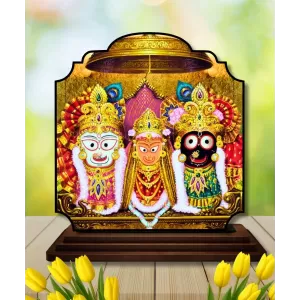 Car Dashboard/Table Top Lord Jagannath Wooden Rectangle Photo Stand  3x4 Inches, Compact & Stylish Spiritual Display For Car, Home & Office (Pack Of 1) (F22238)