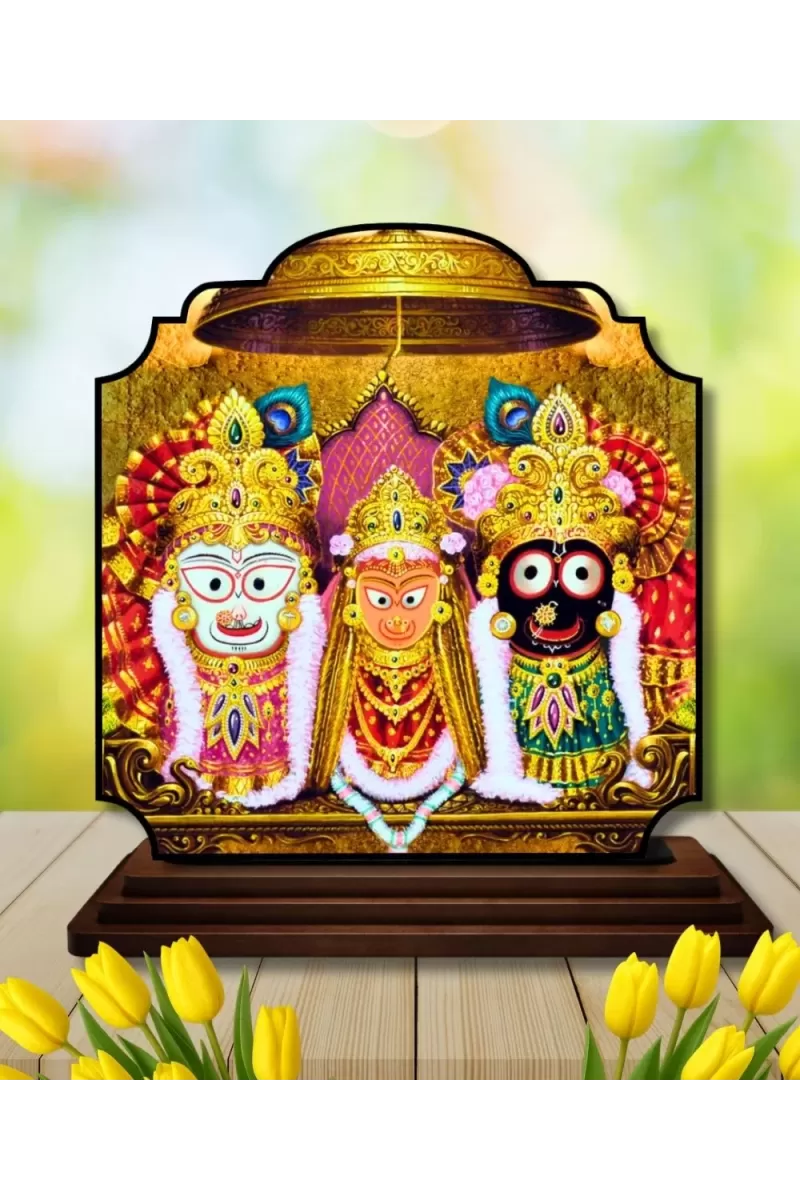 Car Dashboard/Table Top Lord Jagannath Wooden Rectangle Photo Stand  3x4 Inches, Compact & Stylish Spiritual Display For Car, Home & Office (Pack Of 1) (F22238)