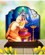Car Dashboard/Table Top Lord Krishna Wooden Rectangle Photo Stand  3x4 Inches, Compact & Stylish Spiritual Display For Car, Home & Office (Pack Of 1) (F22239)